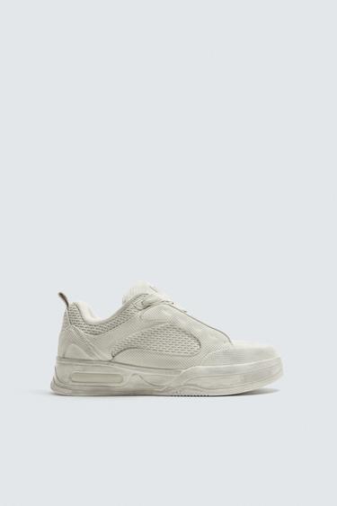 DISTRESSED CHUNKY TRAINERS - Bone White by Zara