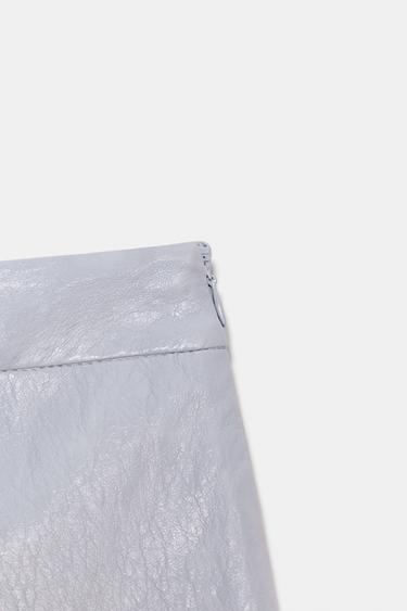 FAUX LEATHER WRAP SKORT - Sky blue by Zara - Image 7