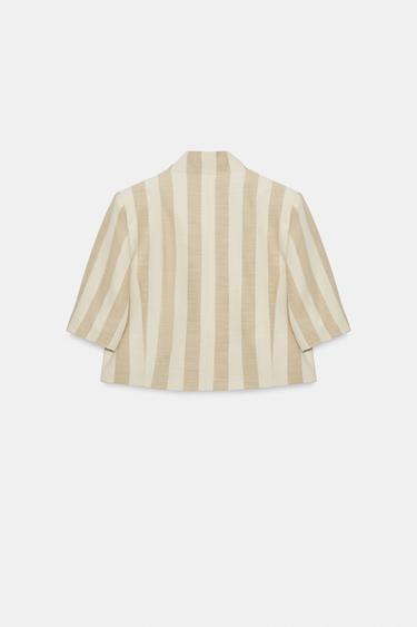 VESTE COURTE À MANCHES COURTES ZW COLLECTION - Écru / Beige de Zara - Image 5