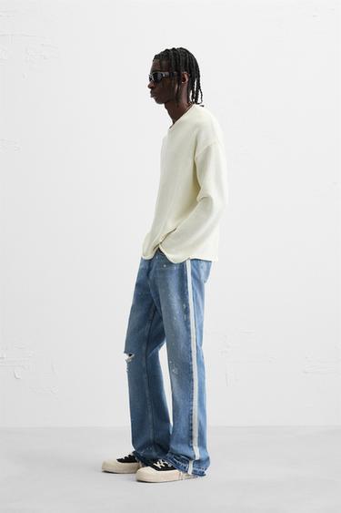 FLARE JEANS WITH SIDE STRIPES - Light blue by Zara - Image 3
