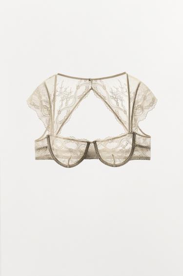 Zara BRALETTE SA ŽICOM OD ČIPKE – Ekru