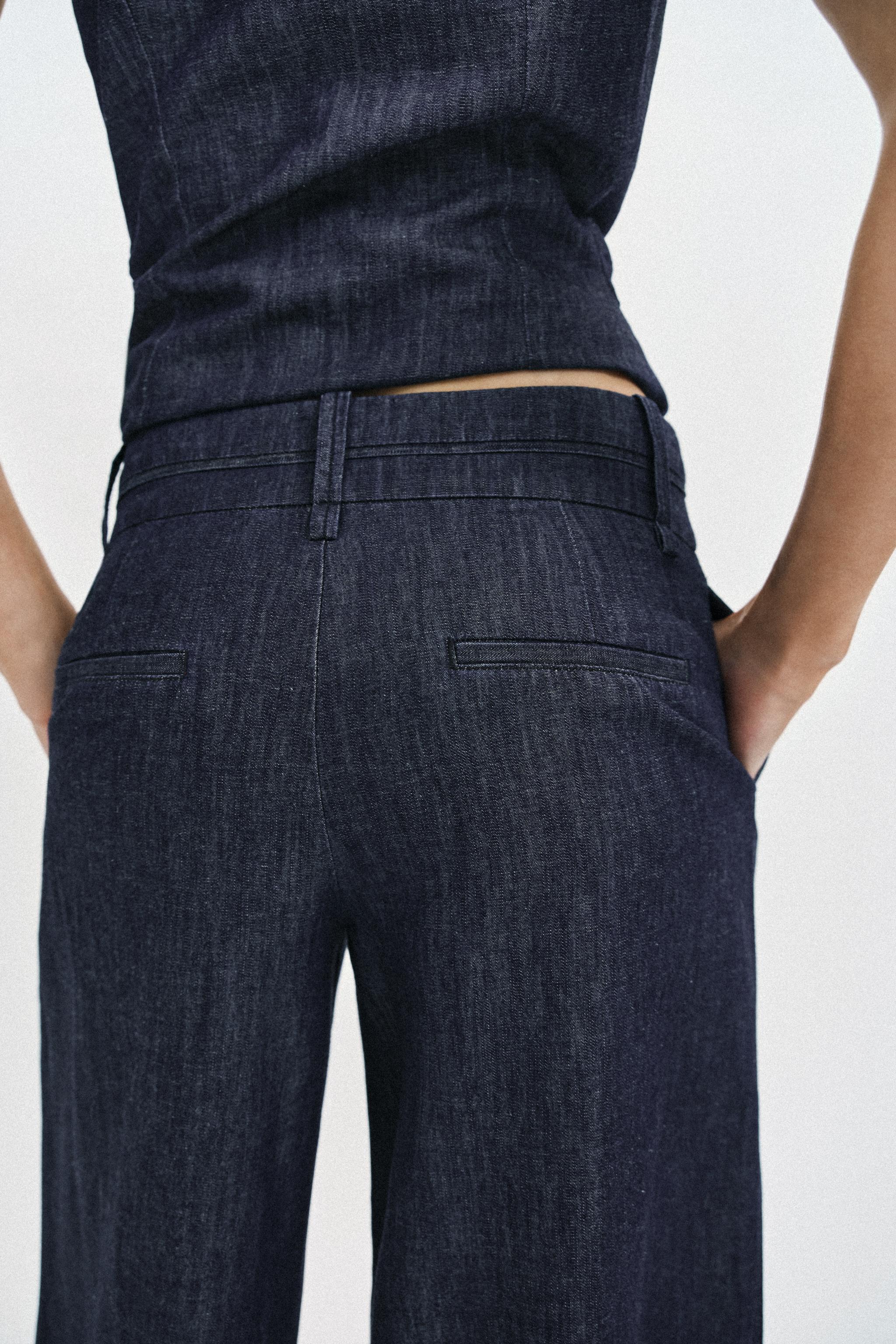 WIDE-LEG LINEN BLEND PANTS