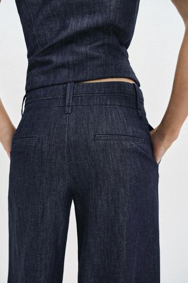LINEN BLEND WIDE-LEG TROUSERS - Indigo by Zara - Image 5