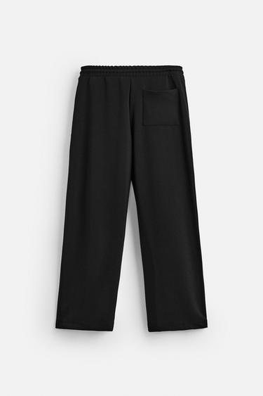 INTERLOCK TEXTURED WIDE-LEG TROUSERS - Black by Zara - Image 7