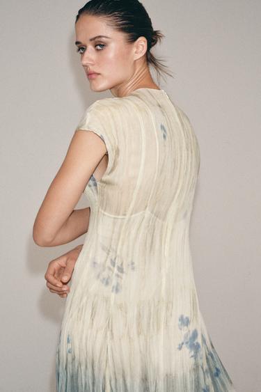 PRINTTIKUVIOINEN MIDI-MEKKO ZW COLLECTION - Ecru / Blue Zaralta