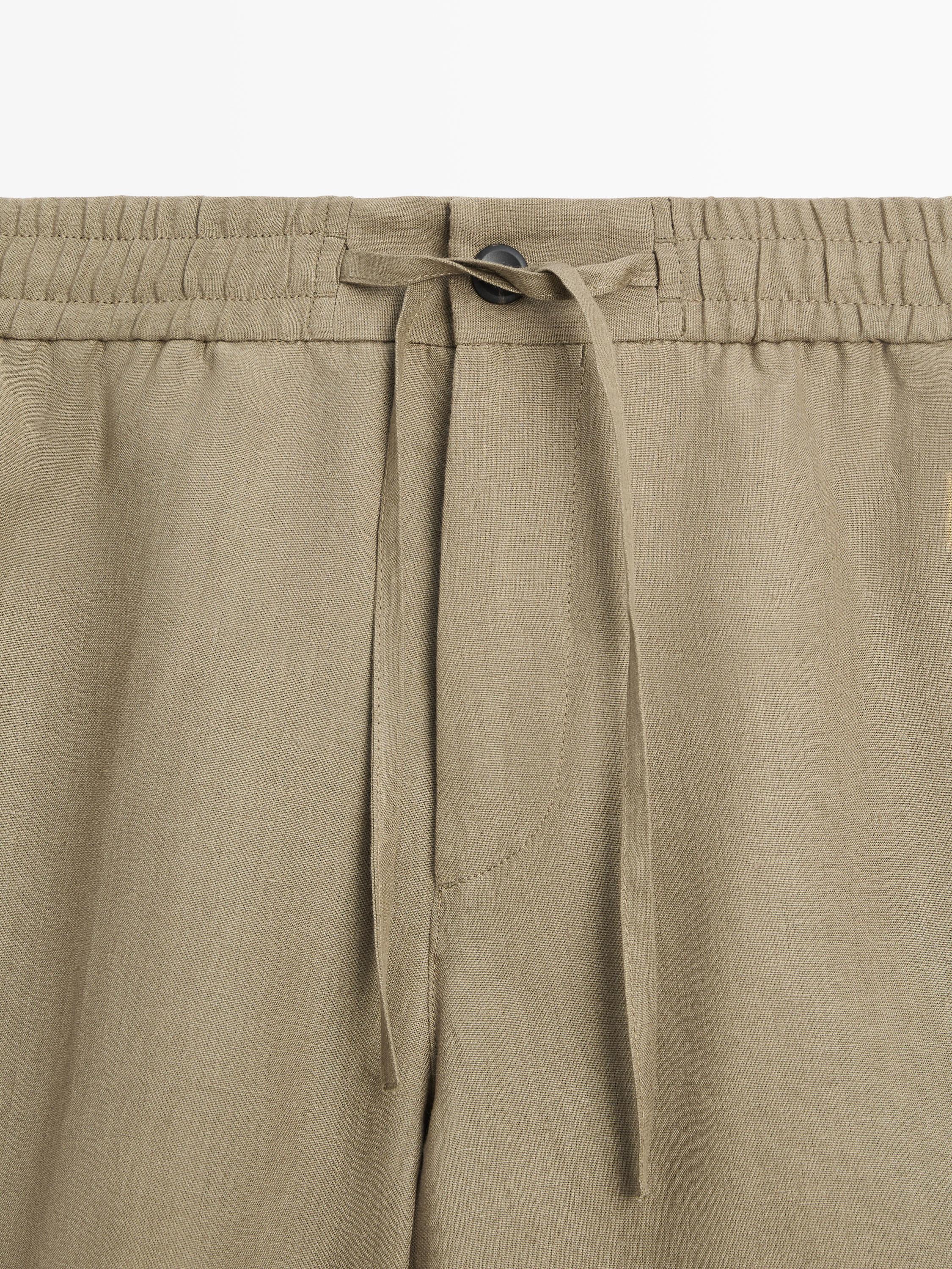 Linen jogger-fit Bermuda shorts