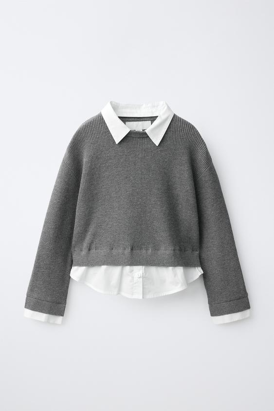JERSEY PUNTO CUELLO DESMONTABLE - Gris de Zara - Imagen 0