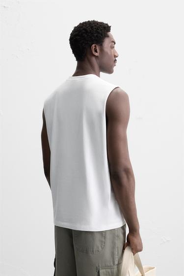 COTTON TANK T-SHIRT - White by Zara - Image 2