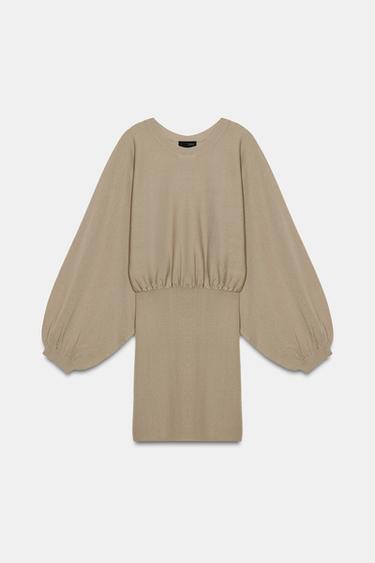 Zara BALLOON SLEEVE TOP WITH FITTED HEM - Beige-pink