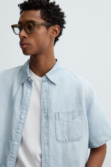 LIGHT DENIM SHIRT - Light blue by Zara - Image 4