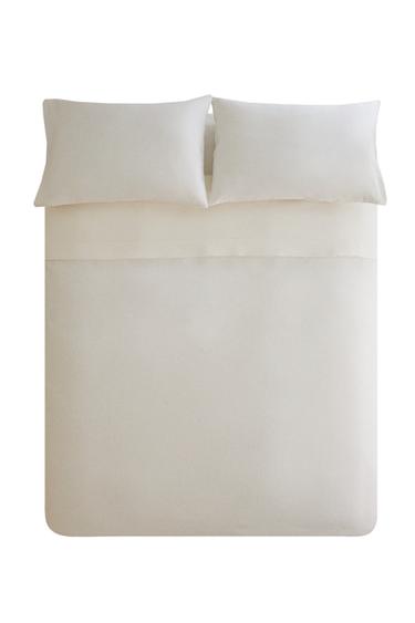Zara LINEN HEMSTITCH DUVET COVER - White