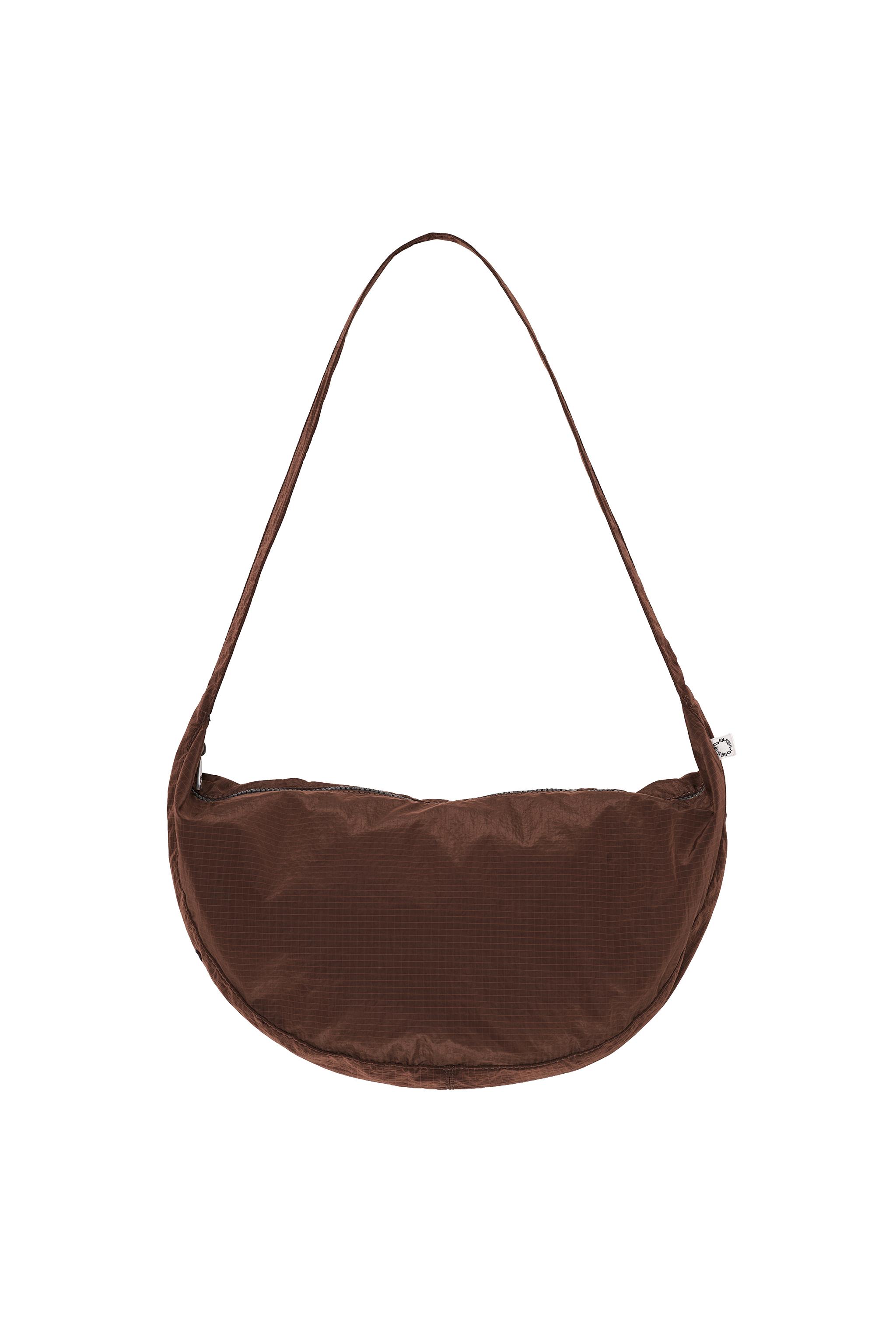 FABRIC SHOULDER BAG — Brown