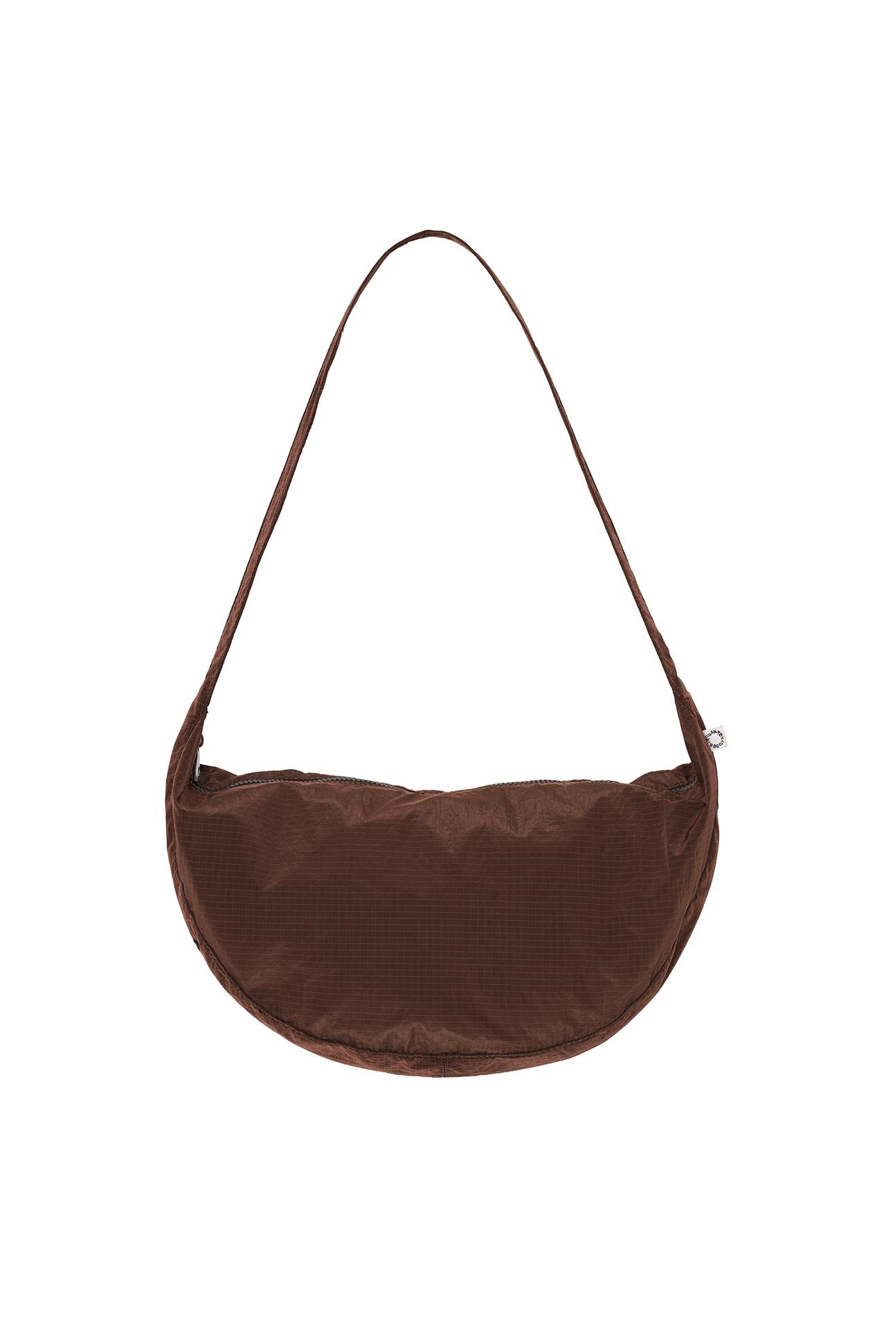 FABRIC SHOULDER BAG — Brown