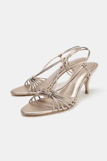 LEATHER KNOTTED STRAPPY SANDALS - Bronze by Zara - Image 2