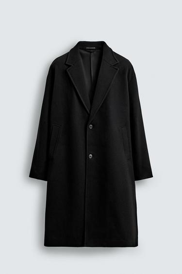 Zara WATER REPELLENT TEXTURED COAT - Black