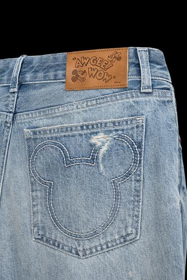 Zara FLARE LOW-RISE JEANS HARRY LAMBERT FOR ZARA X DISNEY - Blue