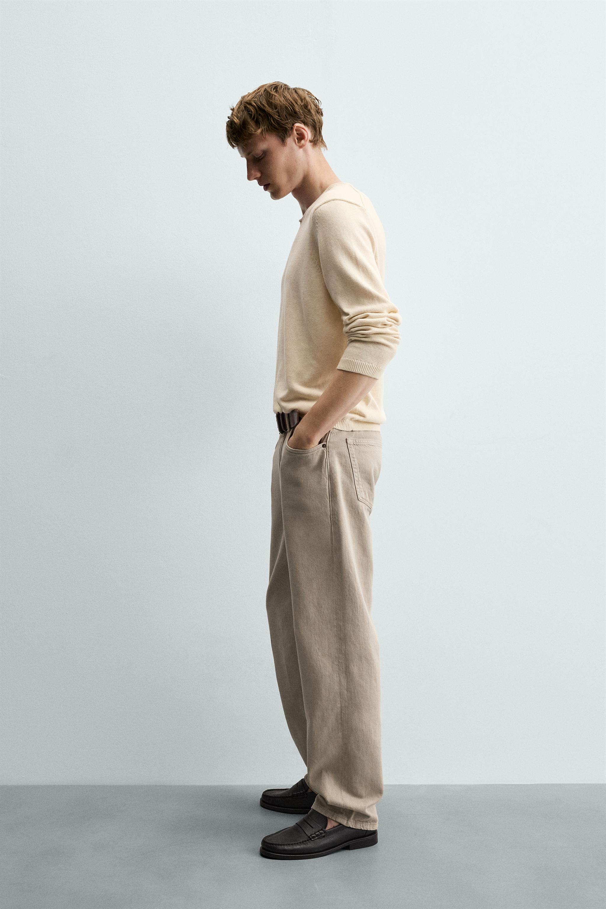 Мужские свитеры Zara RELAXED FIT COTTON V-NECK SWEATER — фото 4