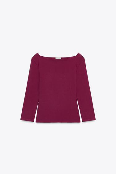 BOAT NECK T-SHIRT - Strawberry by Zara