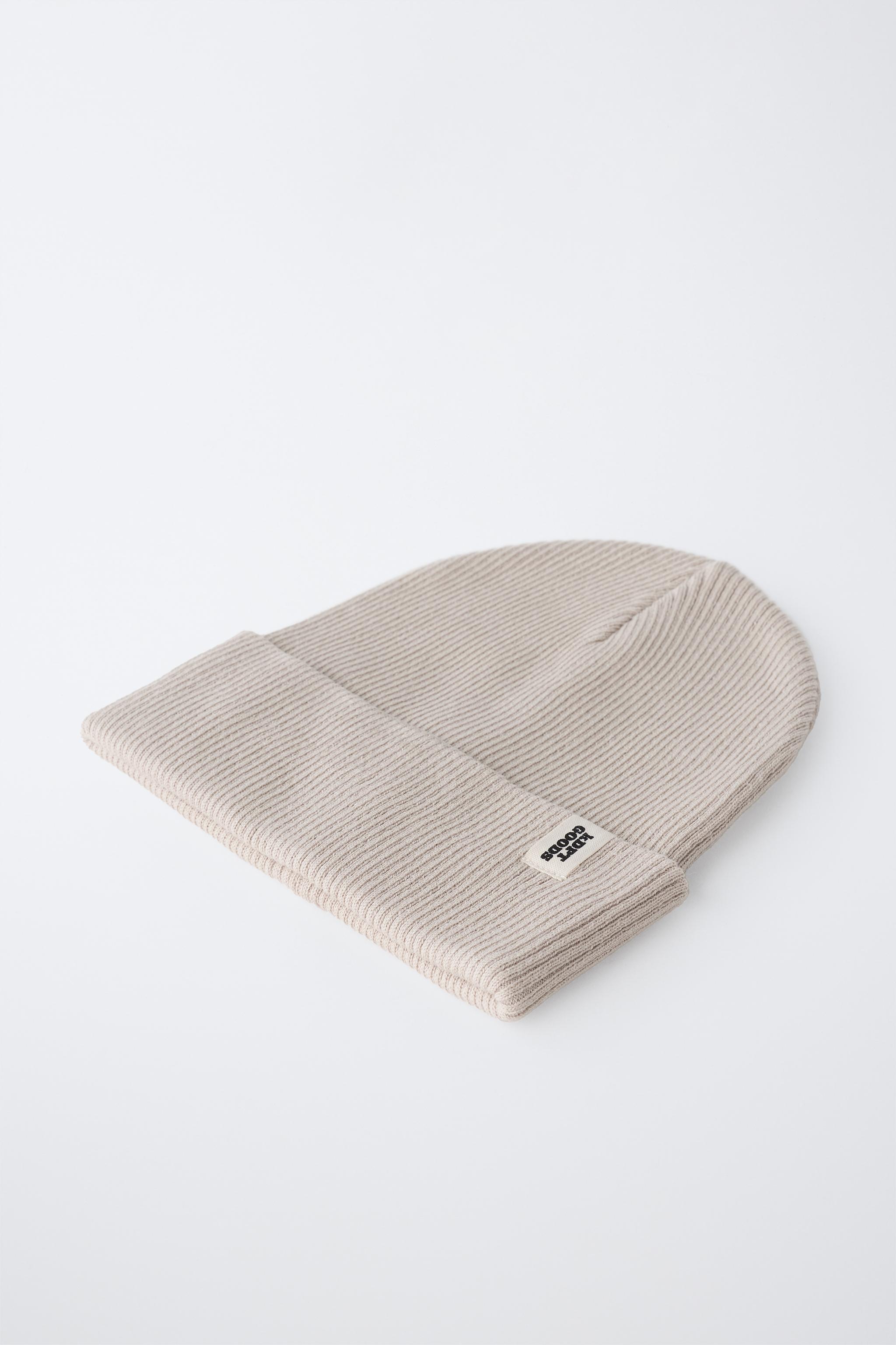 RIBBED KNIT LABEL HAT — Ice (alternate view)