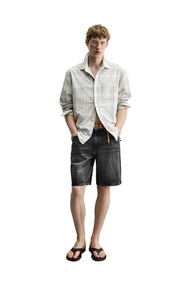 BERMUDE DENIM RELAXED FIT - Gri închis de la Zara