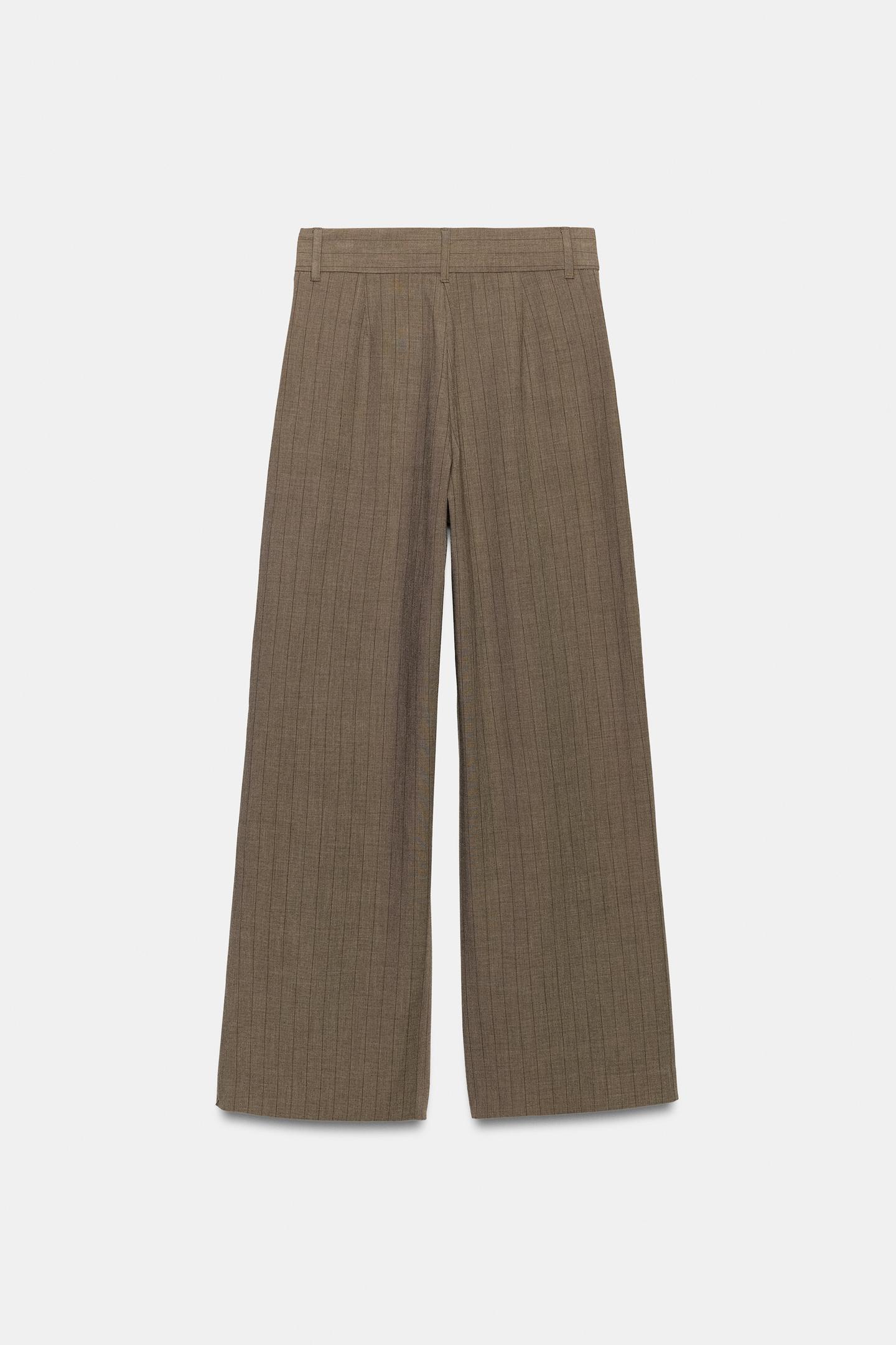 Женские брюки Zara Pinstripe Pleated, цвет: Коричневый — фото 7