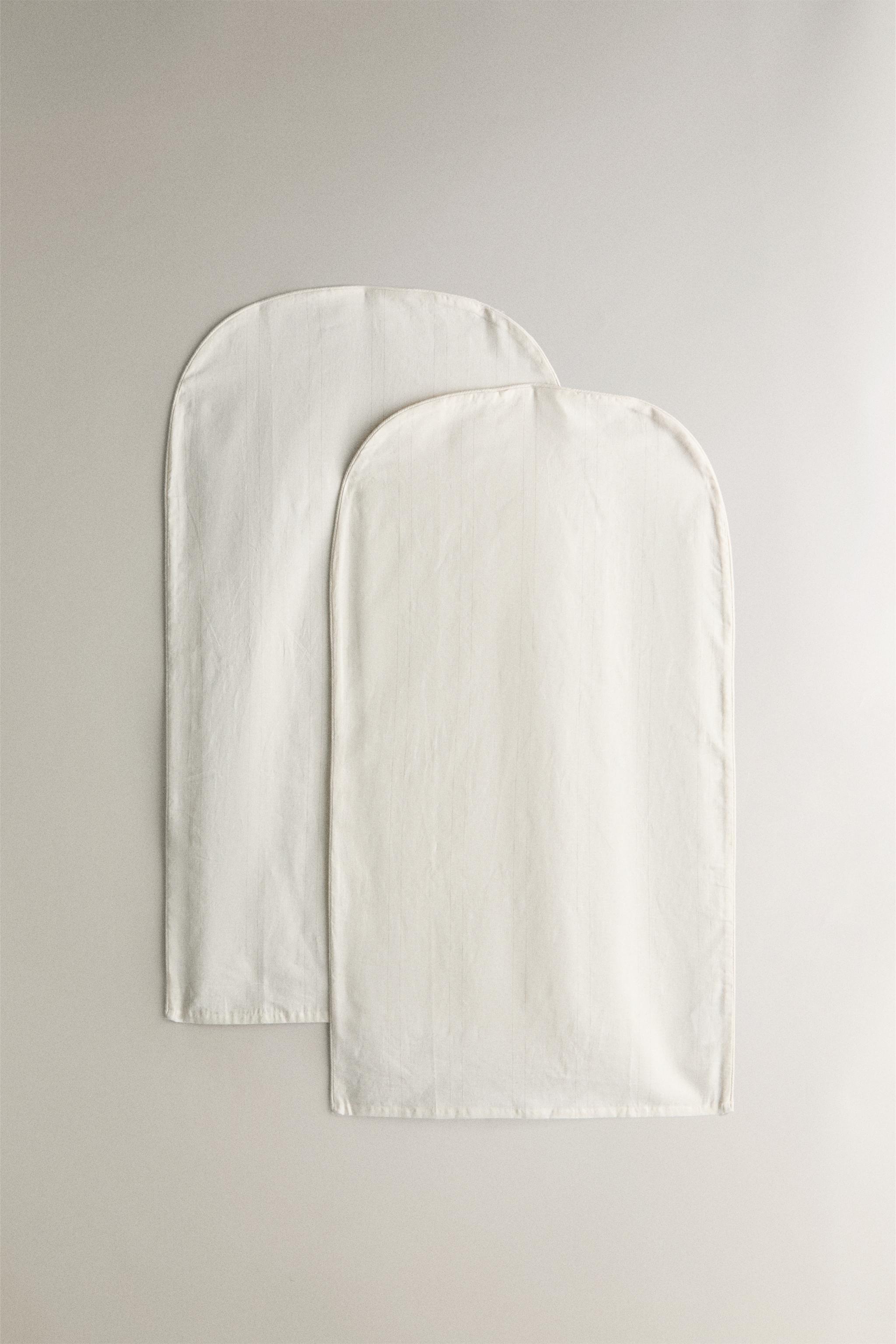 SMALL LINEN AND COTTON WARDROBE COVER (PACK OF 2) — Light beige