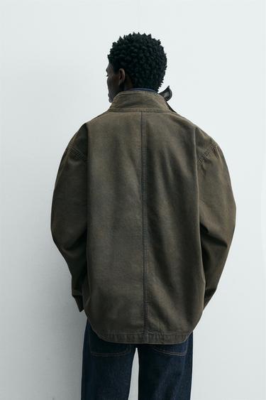 WASHED RELAXED FIT DENIM PARKA - Rust by Zara