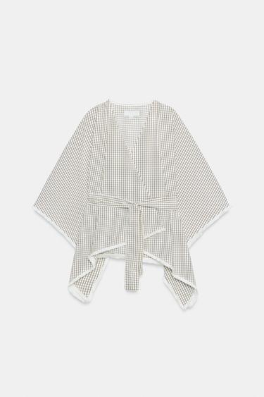 GILET EFFRANGÉ À CARREAUX - Écru de Zara - Image 7