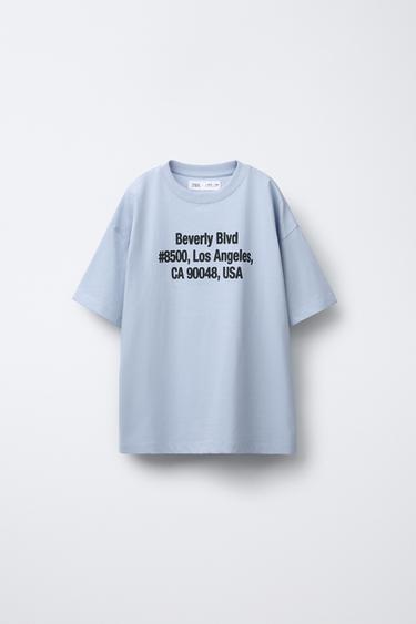 CAMISETA ESTAMPADO TEXTOS - Azul claro de Zara