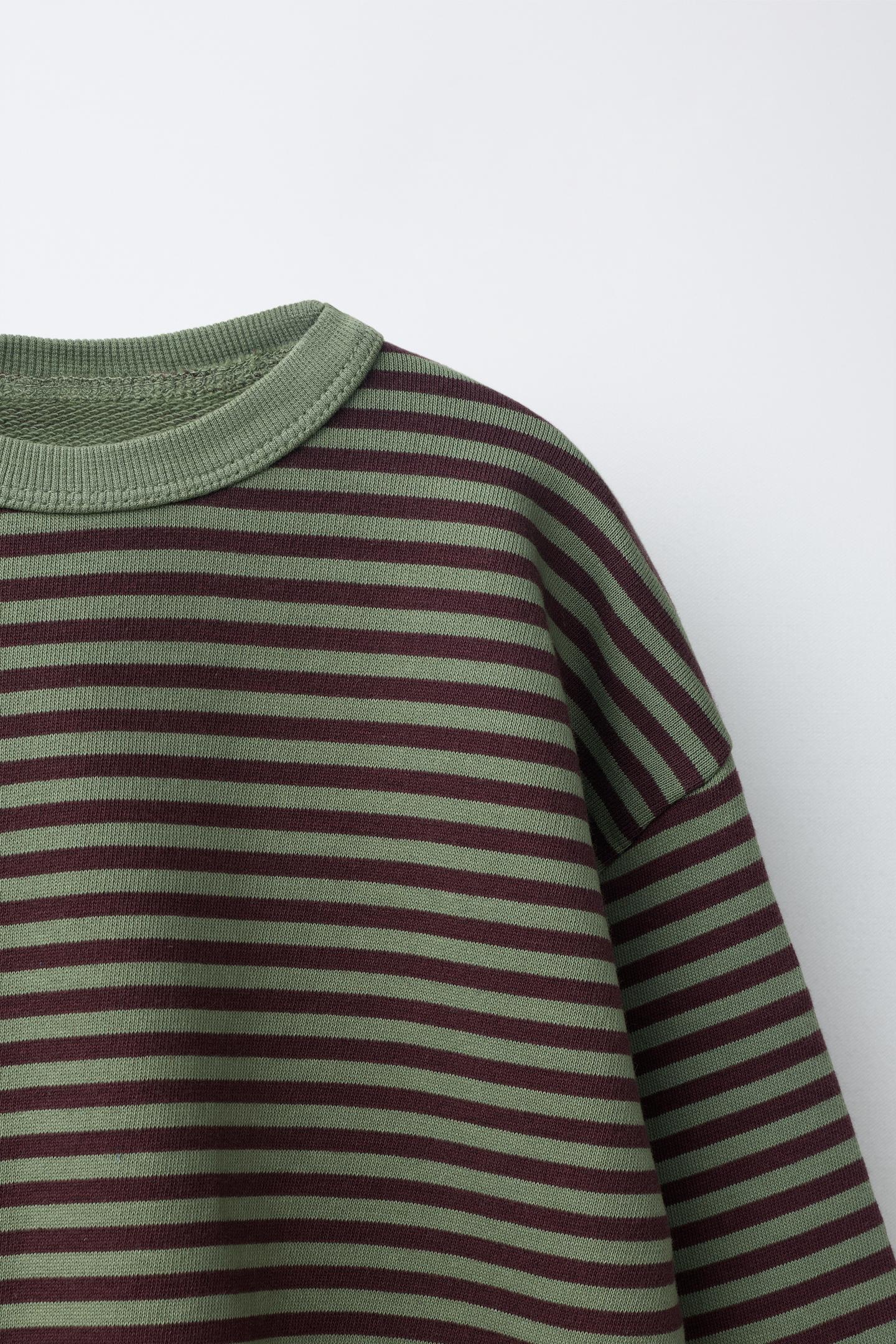 Детская толстовка Zara Striped Print, цвет: Хаки — фото 3