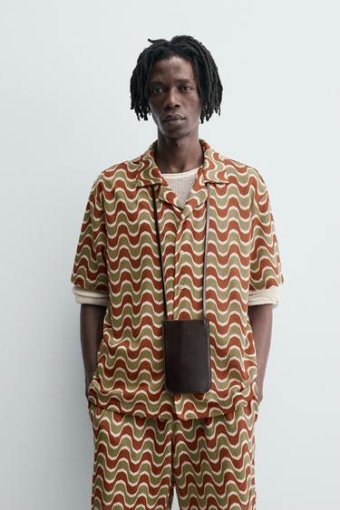 CHEMISE JACQUARD GÉOMÉTRIQUE - orange-vert de Zara