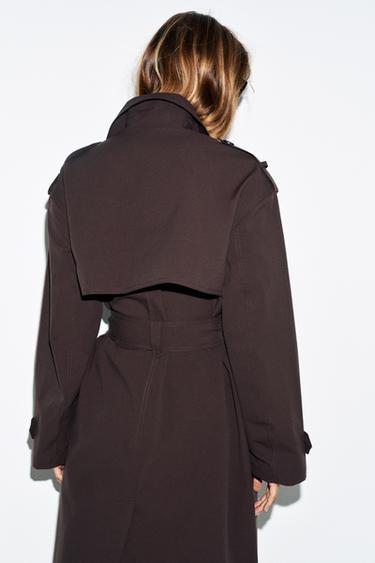 TRENCH LONG À CEINTURE DÉPERLANT COUPE-VENT - Marron de Zara - Image 6