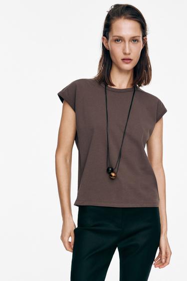 Débardeur 100 % coton - Vison chiné de Zara