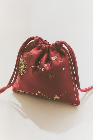 EMBROIDERED SMALL BAG | MARISA BERENSON - Burgundy Red by Zara