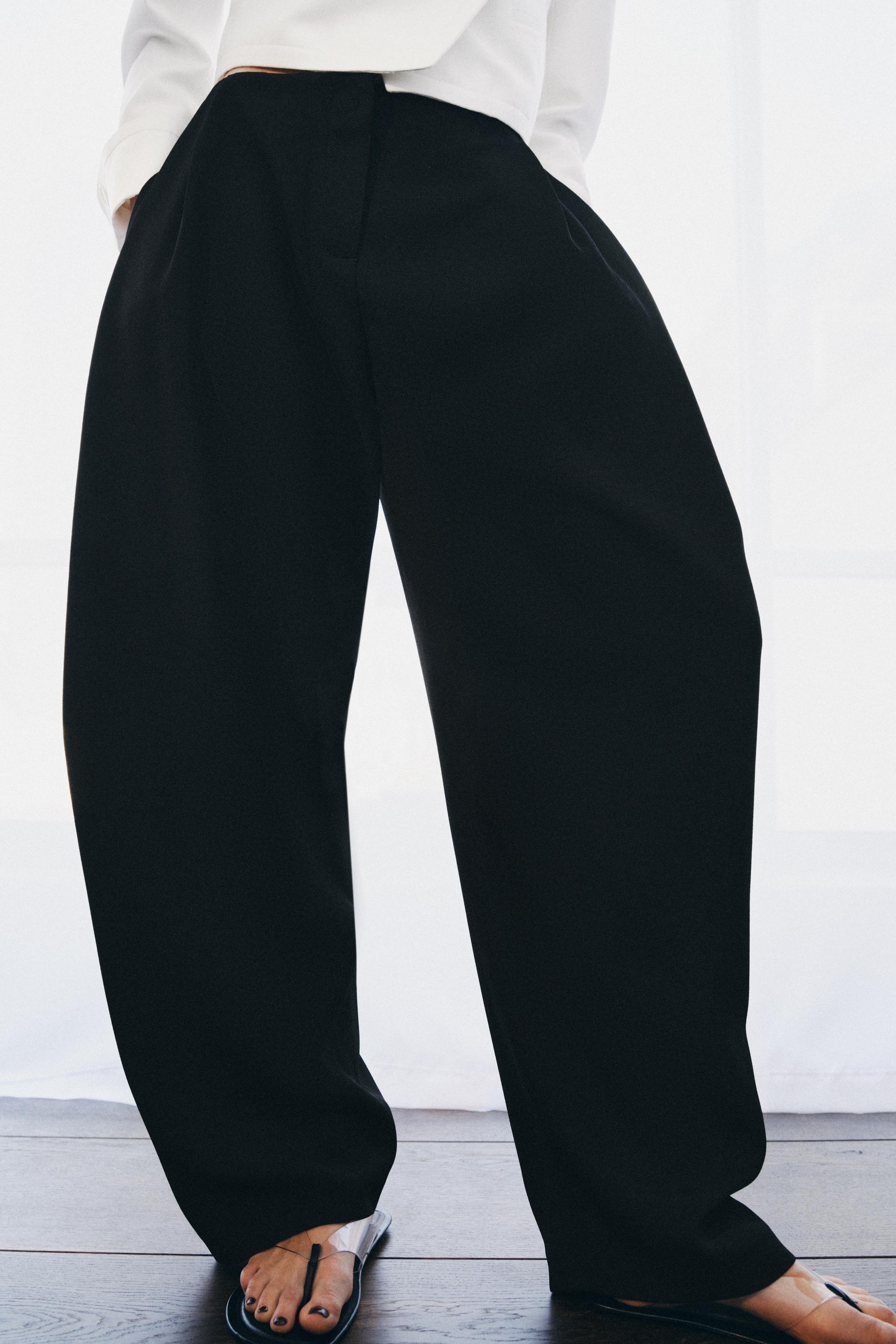 ZW COLLECTION ダーツ入りワイドパンツ - ブラック | ZARA Japan / 日本