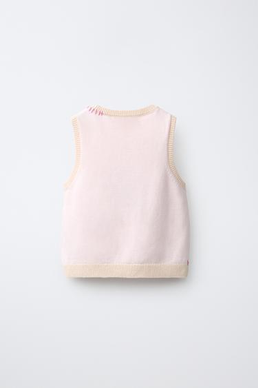 GILET EN MAILLE IMPRIMÉ GLACE - Rose de Zara - Image 1