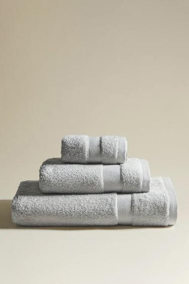 TOALHA DE BANHO DE ALGODÃO PREMIUM - Cinza-claro da Zara
