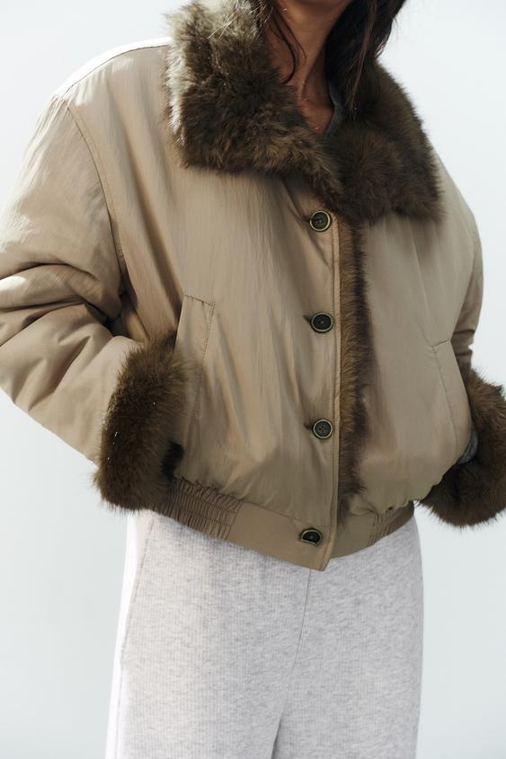 VESTE RÉVERSIBLE EFFET FOURRURE - Marron clair de Zara - Image 2