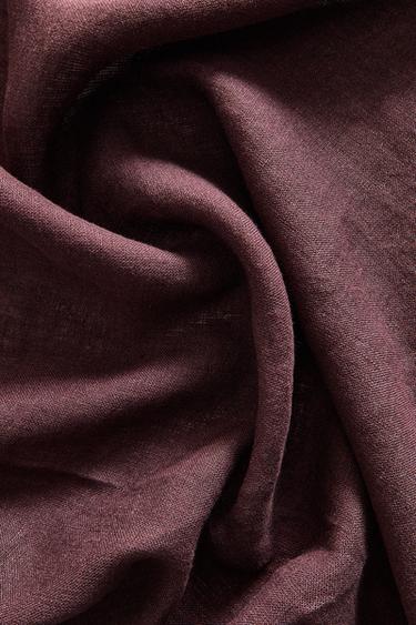 STRIPED LINEN WRAP BEACH TOWEL WITH FRINGING - Burgundy by Zara - Image 4