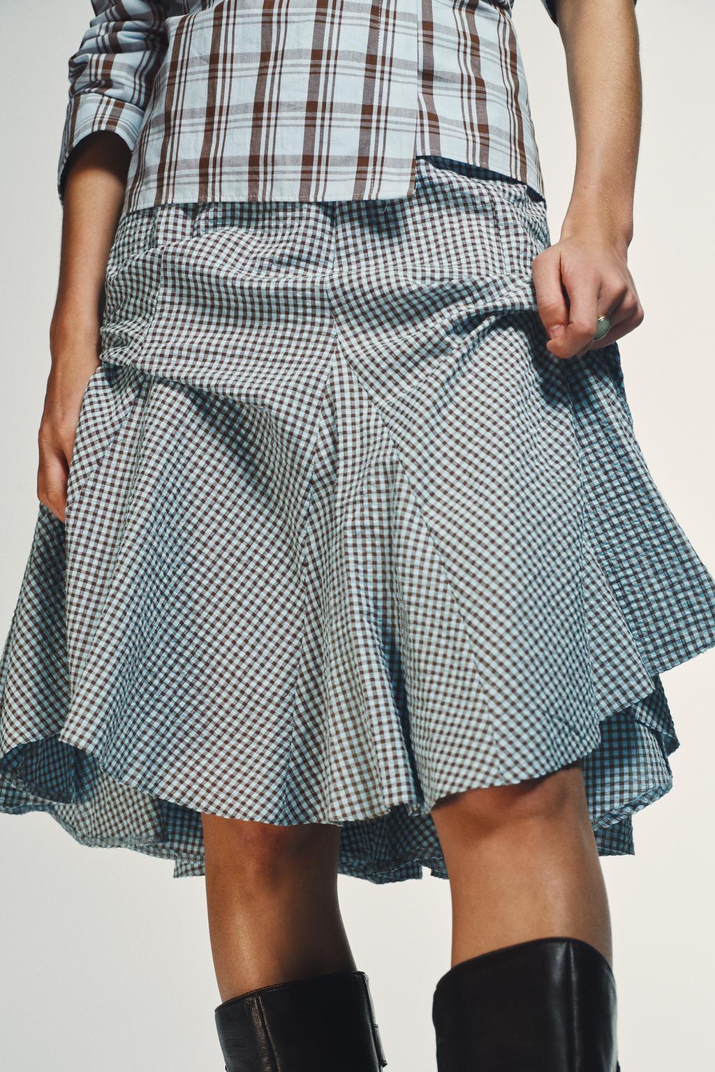 GINGHAM GODET MIDI SKIRT - image 2
