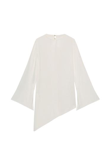 ZW COLLECTION ASYMMETRIC SATIN TOP - Oyster-white by Zara