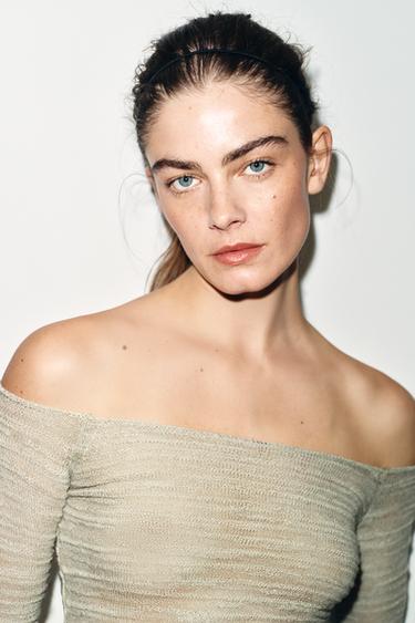 OFF-SHOULDER KNIT TOP - Sand / Marl by Zara - Image 4