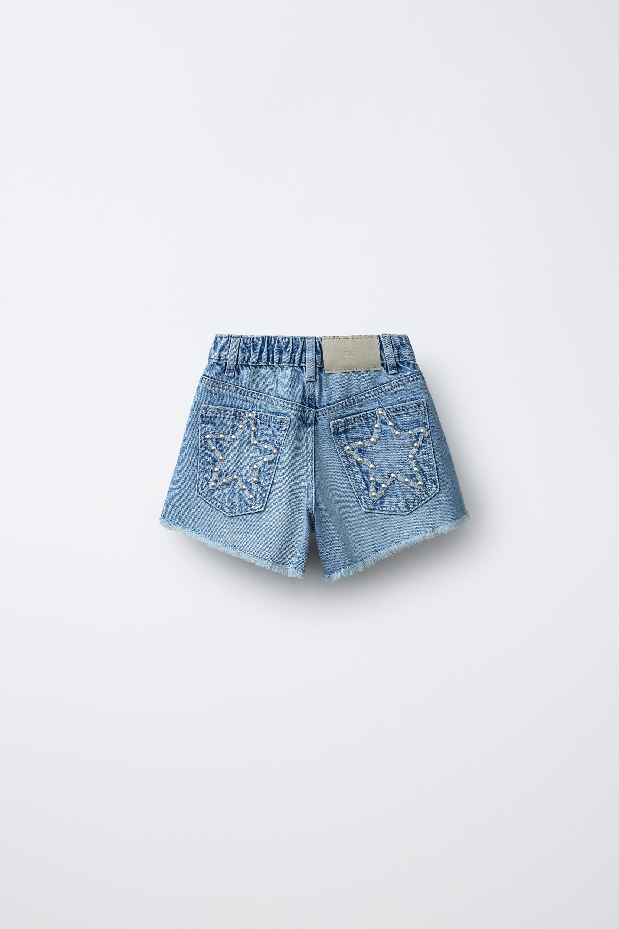 STUDDED DENIM SHORTS