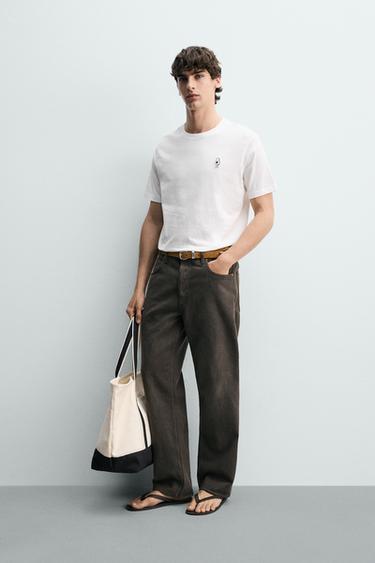 아보카도 자수 티셔츠 - Zara의 라이트 베이지 - 이미지 0