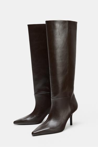 POINTED HIGH-HEEL BOOTS - Chocolate Brown by Zara - Image 2