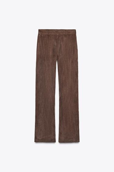 PANTALON DROIT FLUIDE - Chocolat de Zara - Image 4