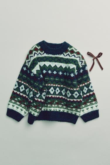 JACQUARD KNIT JUMPER - Blue marl by Zara