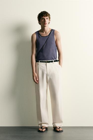 STRIPED JACQUARD KNIT TANK TOP - Lilac by Zara