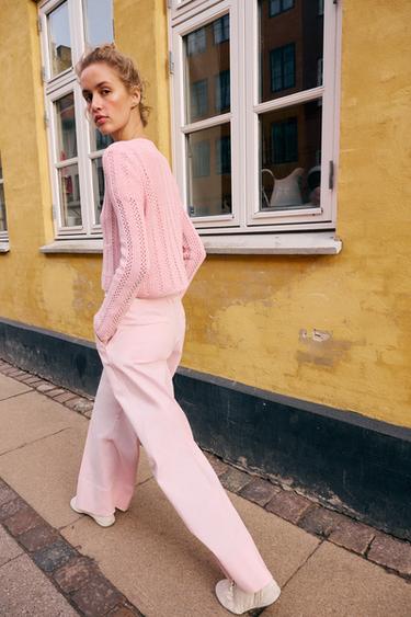 POINTELLE KNIT CARDIGAN - Pink by Zara