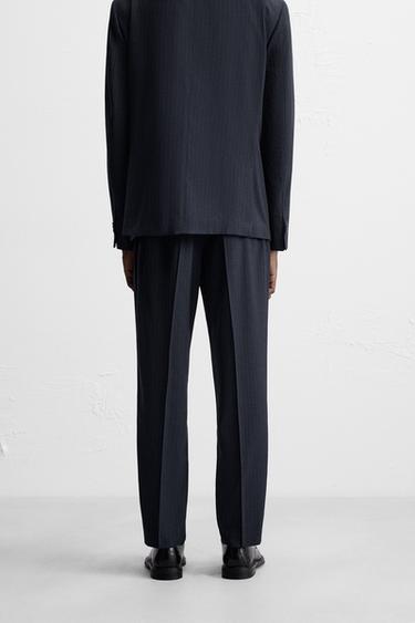 PINSTRIPED SUIT TROUSERS - Blue by Zara - Image 2